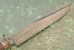 Damascus Coffin Handle Bowie With Ironwood 10 Damascus Coffin Handle Bowie With Ironwood -Optimal Knives Store 107499 3 x