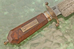 Damascus Coffin Handle Bowie With Ironwood 11 Damascus Coffin Handle Bowie With Ironwood -Optimal Knives Store 107499 4 x