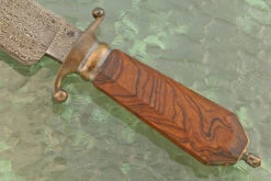 Damascus Coffin Handle Bowie With Ironwood 13 Damascus Coffin Handle Bowie With Ironwood -Optimal Knives Store 107499 6 x