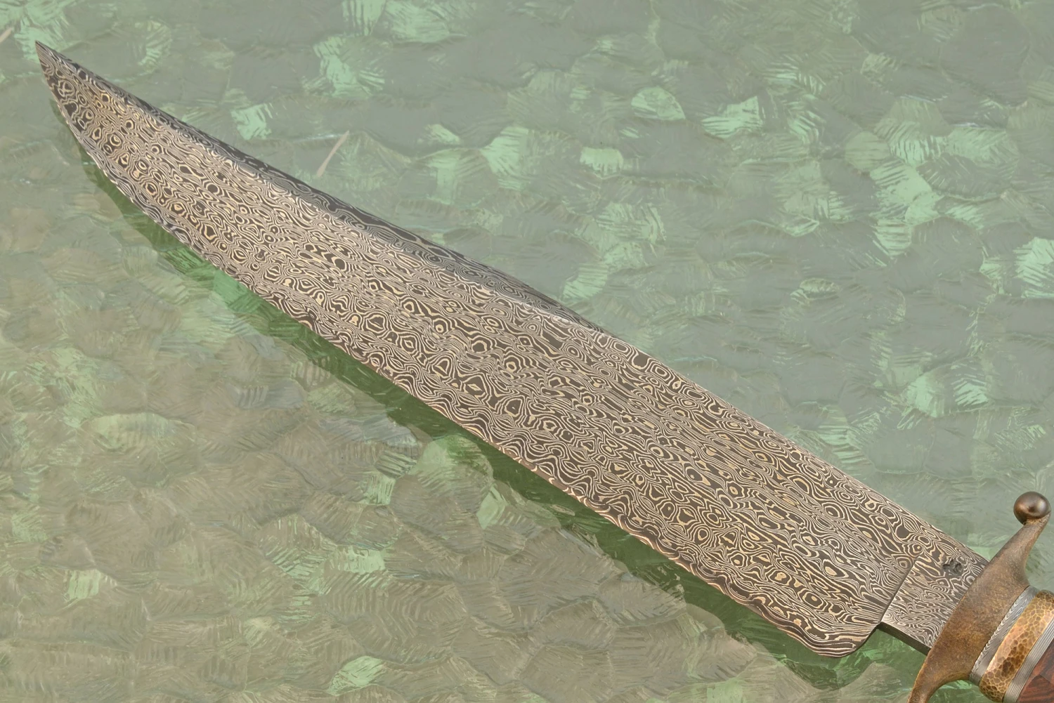 Damascus Coffin Handle Bowie With Ironwood 7 Damascus Coffin Handle Bowie With Ironwood - Image 7