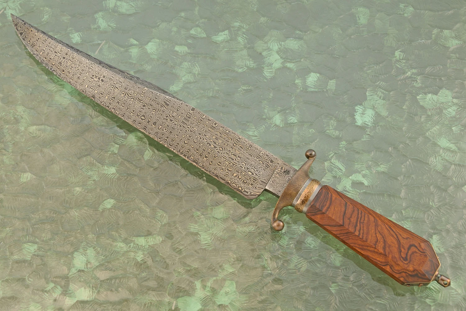 Damascus Coffin Handle Bowie With Ironwood 8 Damascus Coffin Handle Bowie With Ironwood - Image 8