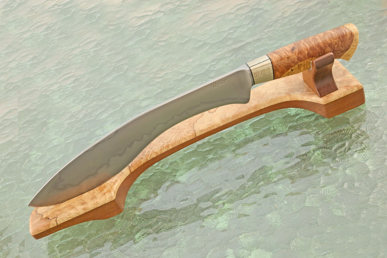 Honyaki Kukri With Maple Burl, Box Elder Burl, And Mokume 1 Honyaki Kukri With Maple Burl, Box Elder Burl, And Mokume