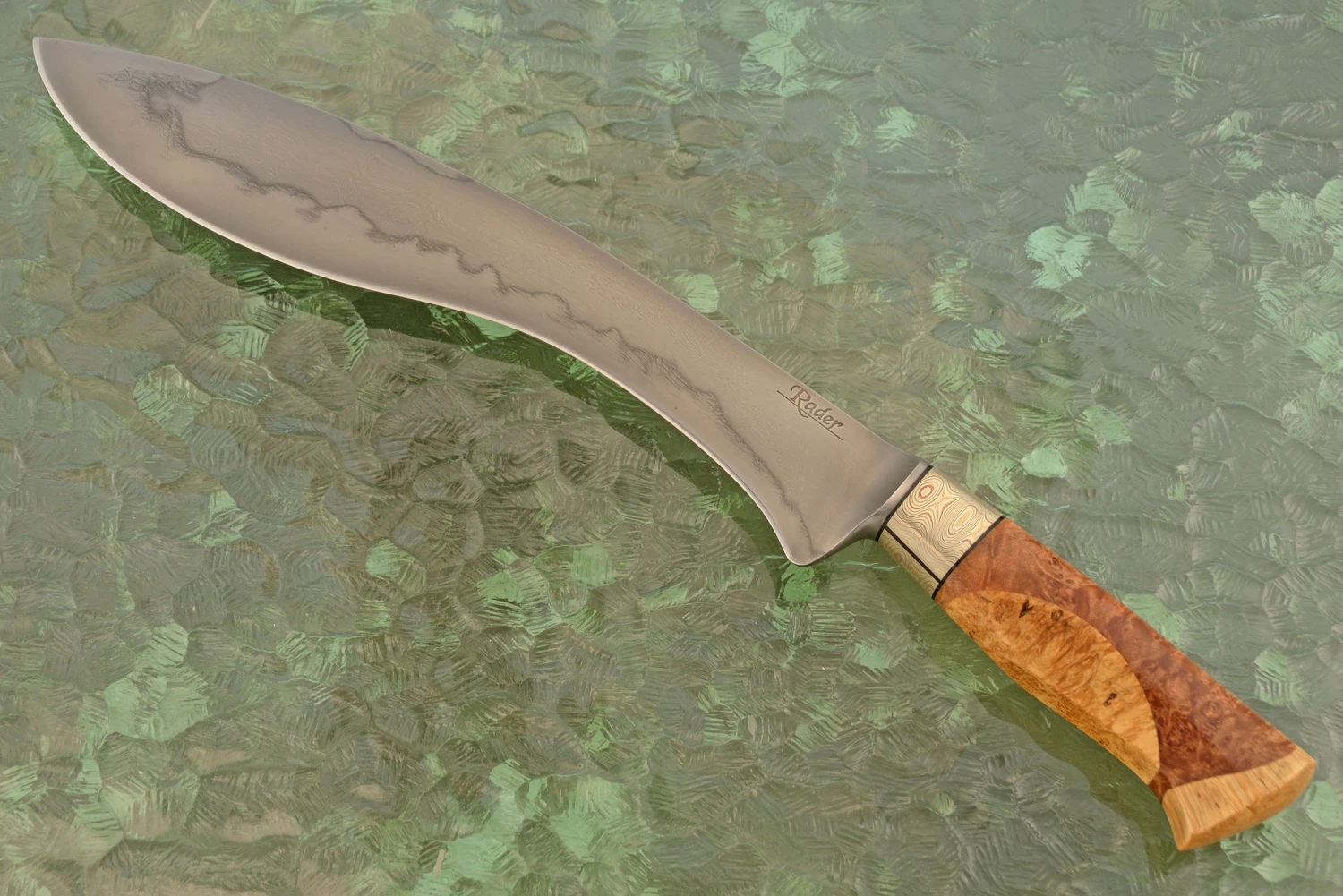 Honyaki Kukri With Maple Burl, Box Elder Burl, And Mokume 2 Honyaki Kukri With Maple Burl, Box Elder Burl, And Mokume - Image 2