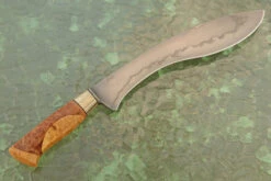 Honyaki Kukri With Maple Burl, Box Elder Burl, And Mokume 15 Honyaki Kukri With Maple Burl, Box Elder Burl, And Mokume -Optimal Knives Store 107530 8 x