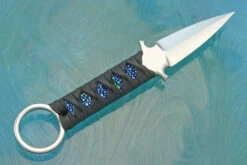 Ring Dagger (Kunai) With Teal Rayskin Wrap -Optimal Knives Store 107559 4 x