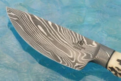 Integral Damascus Hunter With Stag And Wrought Iron -Optimal Knives Store 107631 3 x