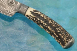 Integral Damascus Hunter With Stag And Wrought Iron -Optimal Knives Store 107631 4 x