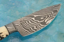 Integral Damascus Hunter With Stag And Wrought Iron -Optimal Knives Store 107631 7 x