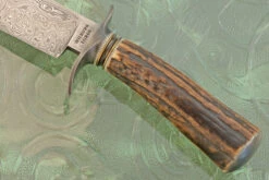 Damascus Bowie With Stag And Wrought Iron 9 Damascus Bowie With Stag And Wrought Iron -Optimal Knives Store 107633 3 x