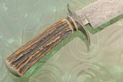 Damascus Bowie With Stag And Wrought Iron 11 Damascus Bowie With Stag And Wrought Iron -Optimal Knives Store 107633 5 x