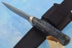 Damascus Hunter With Stabilized Birch -Optimal Knives Store 107676 5 x