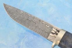 Damascus Hunter With Stabilized Birch -Optimal Knives Store 107676 7 x
