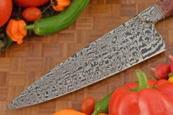 Integral Damascus Chef (8 In.) With Spalted Maple Burl -Optimal Knives Store 107704 6 x