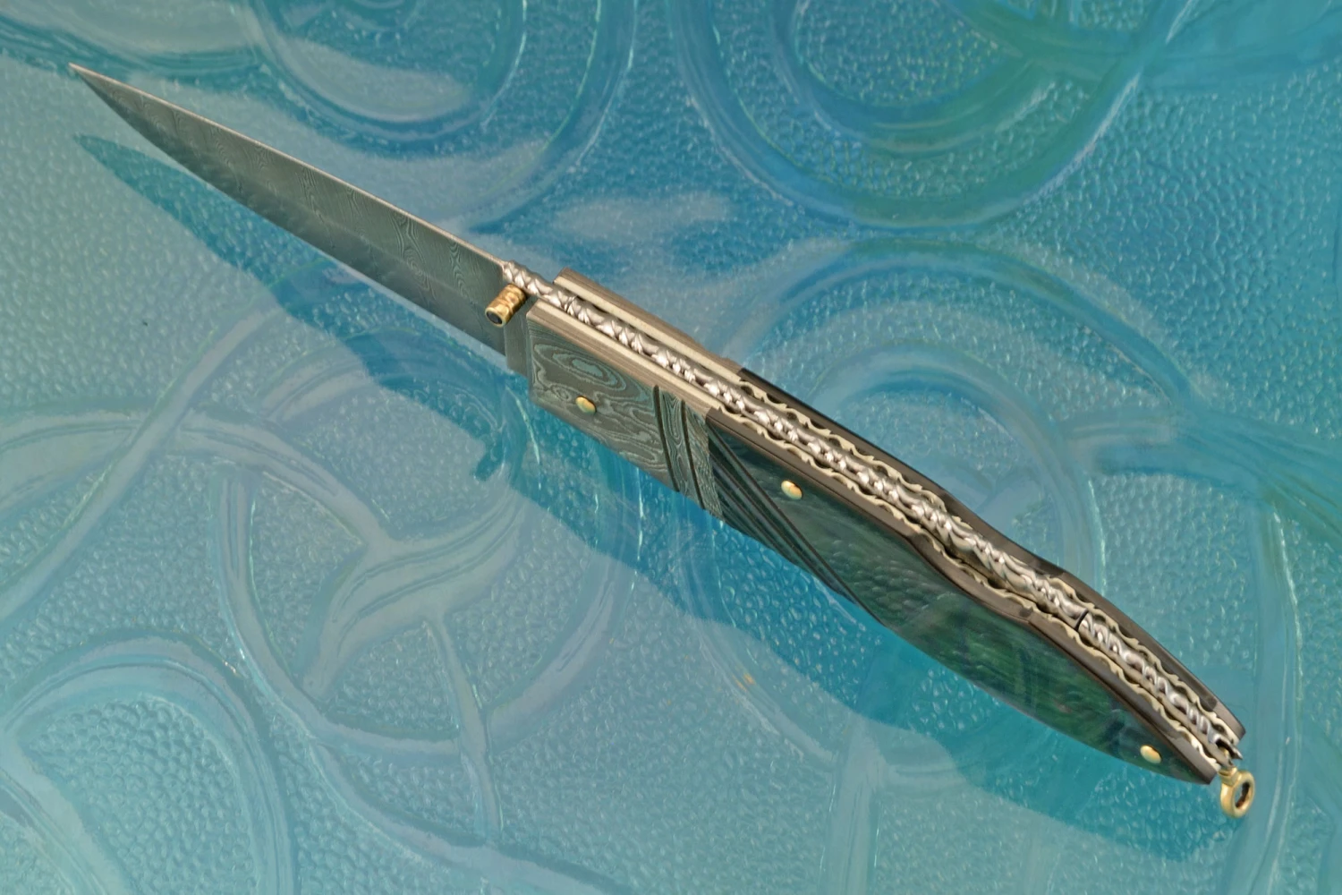 Damascus Lockback With Blacklip Mother Of Pearl 4 Damascus Lockback With Blacklip Mother Of Pearl - Image 4