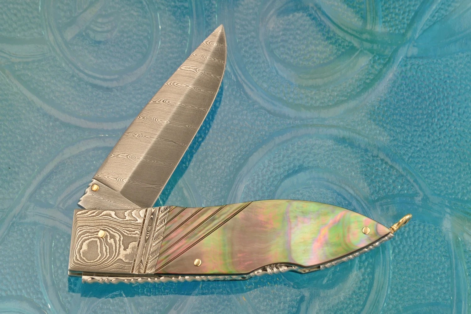 Damascus Lockback With Blacklip Mother Of Pearl 6 Damascus Lockback With Blacklip Mother Of Pearl - Image 6