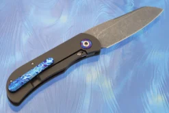 EXK CFL Framelock Front Flipper With Darkened Titanium And Timascus - Stonewash Finish, Sheepsfoot - Elmax -Optimal Knives Store 107835 5 x