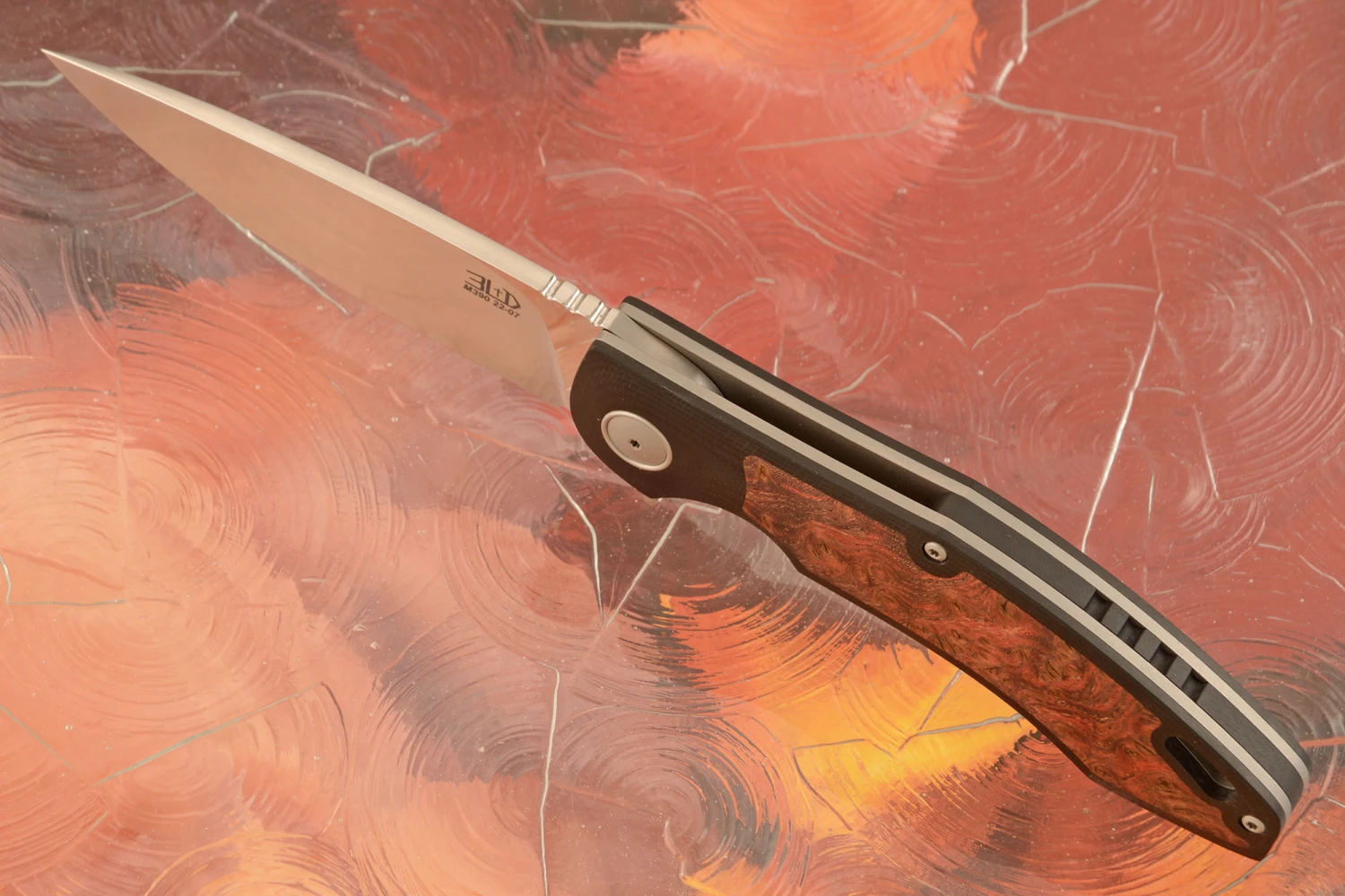 H4 Flipper With Black G10 And Maple Burl - M390 3 H4 Flipper With Black G10 And Maple Burl - M390 - Image 3