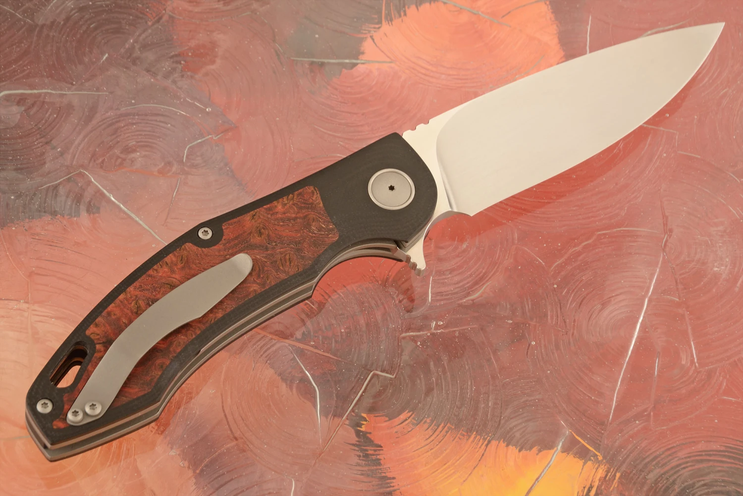 H4 Flipper With Black G10 And Maple Burl - M390 5 H4 Flipper With Black G10 And Maple Burl - M390 - Image 5