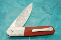 HI-05 Front Flipper With Damascus And Micarta (Ceramic IKBS) -Optimal Knives Store 107895 4 x