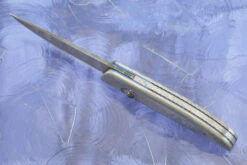 Small Ball Release Folder With Damascus - Damacore San Mai 9 Small Ball Release Folder With Damascus - Damacore San Mai -Optimal Knives Store 107922 4 x