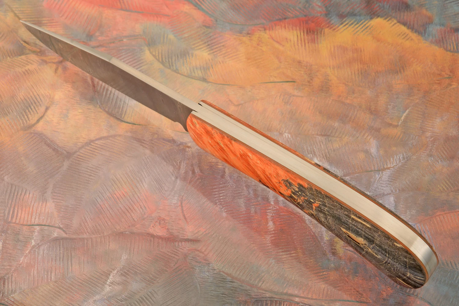 Lanny's Clip Slipjoint With Damasteel And Dyed Maple Burl 4 Lanny's Clip Slipjoint With Damasteel And Dyed Maple Burl - Image 4