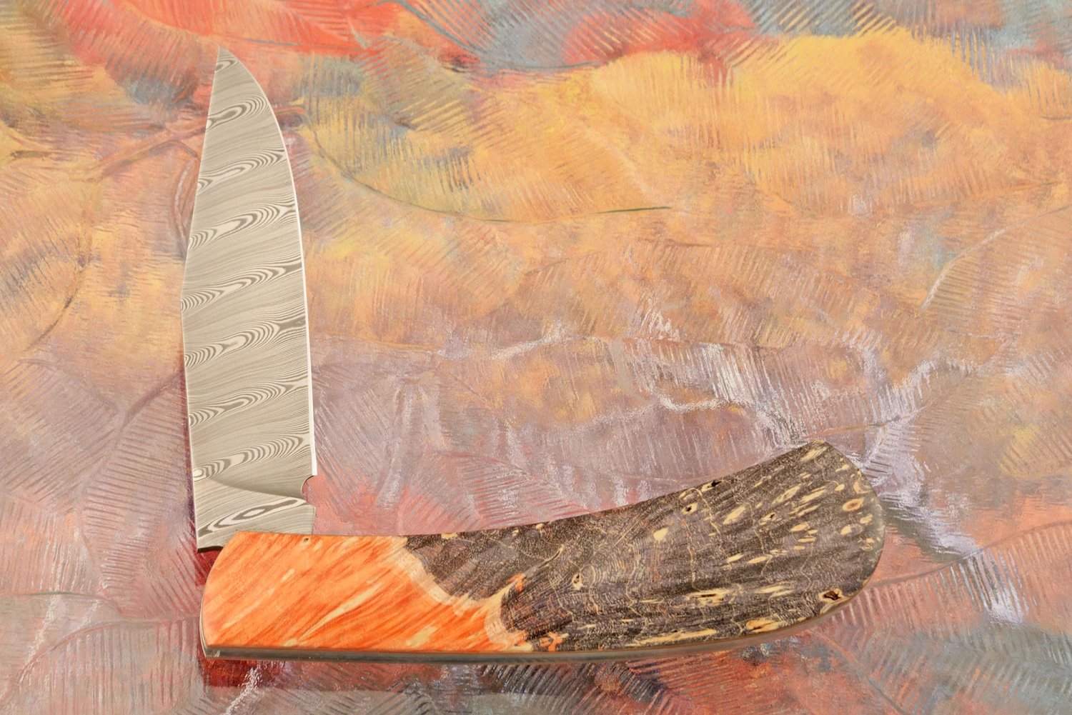 Lanny's Clip Slipjoint With Damasteel And Dyed Maple Burl 5 Lanny's Clip Slipjoint With Damasteel And Dyed Maple Burl - Image 5