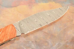 Lanny's Clip Slipjoint With Damasteel And Dyed Maple Burl 12 Lanny's Clip Slipjoint With Damasteel And Dyed Maple Burl -Optimal Knives Store 107970 6 x