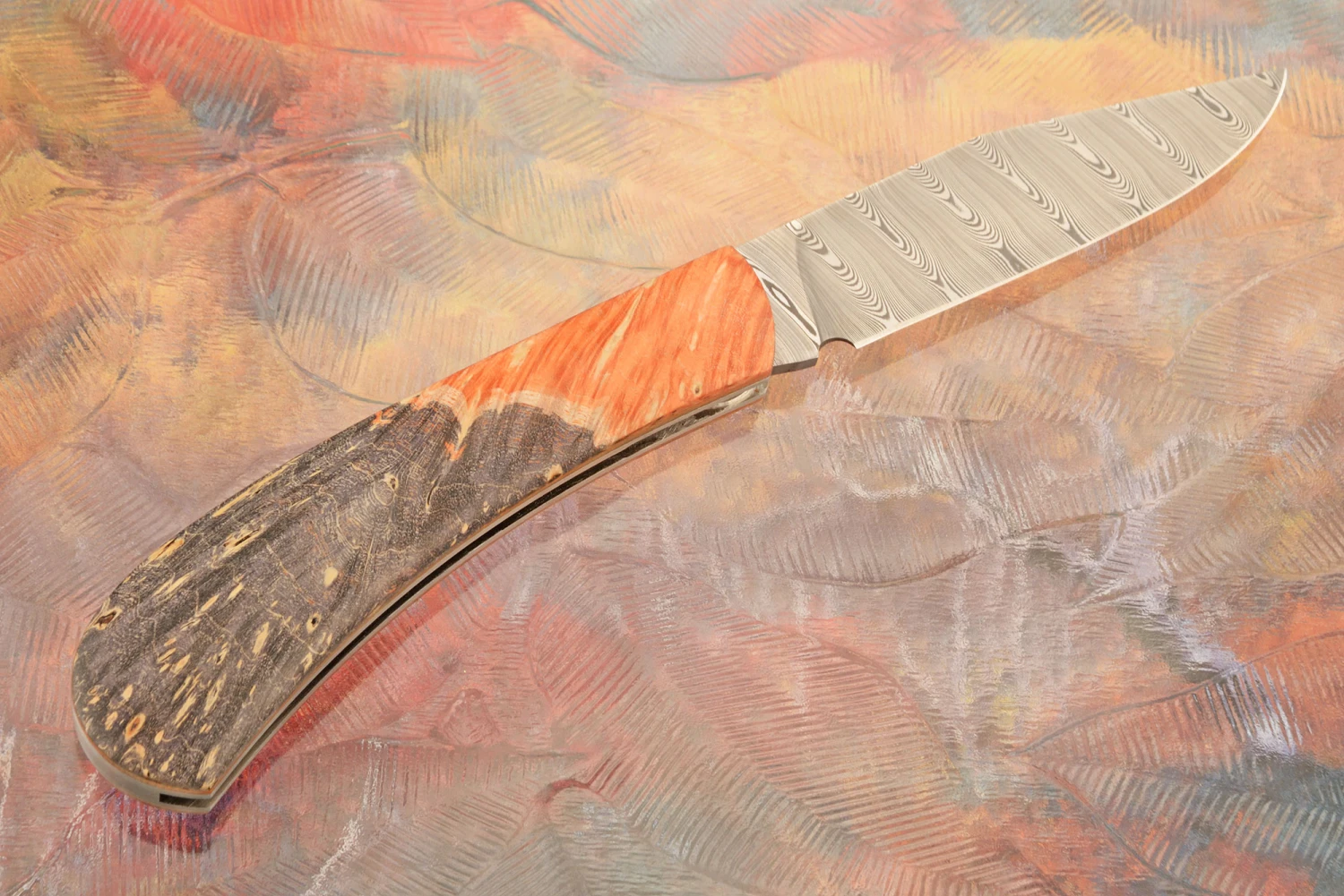 Lanny's Clip Slipjoint With Damasteel And Dyed Maple Burl 7 Lanny's Clip Slipjoint With Damasteel And Dyed Maple Burl - Image 7