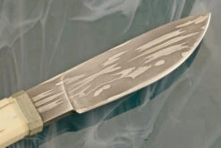 Damascus Utility With Walrus Ivory -Optimal Knives Store 108006 7 x