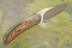 TF-4 Flipper With Zirconium And Mammoth Ivory (Ceramic IKBS) - SG2 San Mai Damascus -Optimal Knives Store 108045 7 x