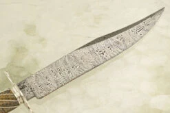 Damascus Gentleman's Bowie With Fluted Birch Burl -Optimal Knives Store 108101 3 x
