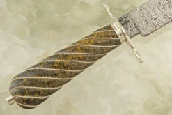 Damascus Gentleman's Bowie With Fluted Birch Burl -Optimal Knives Store 108101 4 x