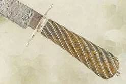 Damascus Gentleman's Bowie With Fluted Birch Burl -Optimal Knives Store 108101 6 x