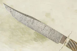 Damascus Gentleman's Bowie With Fluted Birch Burl -Optimal Knives Store 108101 7 x