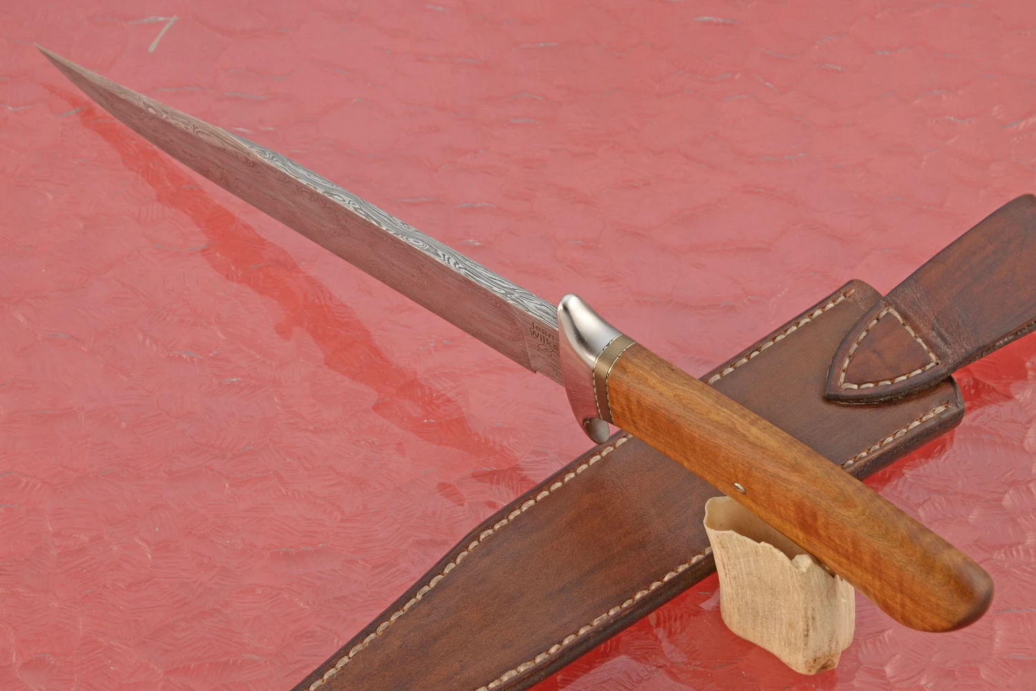 Damascus Bowie With Sneezewood 5 Damascus Bowie With Sneezewood - Image 5