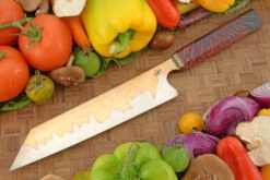 K-Tip Chef's Knife - Kiritsuke Gyuto - With Mokume San Mai And Masur Birch (8.8")