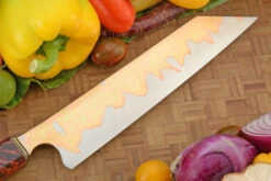 K-Tip Chef's Knife - Kiritsuke Gyuto - With Mokume San Mai And Masur Birch (8.8") -Optimal Knives Store 108151 5 x