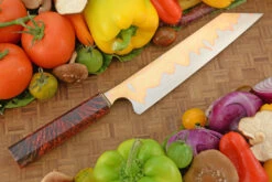 K-Tip Chef's Knife - Kiritsuke Gyuto - With Mokume San Mai And Masur Birch (8.8") -Optimal Knives Store 108151 6 x