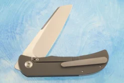 LEXK CFL Framelock Front Flipper With Blue Dark Matter FatCarbon Inlay - Satin Finish, Sheepsfoot - Elmax -Optimal Knives Store 108174 4 x