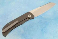 LEXK CFL Framelock Front Flipper With Blue Dark Matter FatCarbon Inlay - Satin Finish, Sheepsfoot - Elmax -Optimal Knives Store 108174 5 x