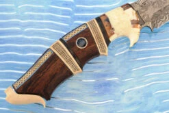 Swedish Damascus Hunter With Ironwood, Mammoth Ivory, And Walrus Ivory -Optimal Knives Store 108259 3 x