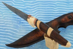 Swedish Damascus Hunter With Ironwood, Mammoth Ivory, And Walrus Ivory -Optimal Knives Store 108259 4 x