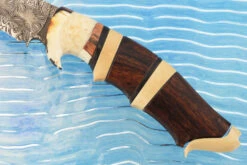 Swedish Damascus Hunter With Ironwood, Mammoth Ivory, And Walrus Ivory -Optimal Knives Store 108259 5 x