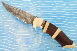 Swedish Damascus Hunter With Ironwood, Mammoth Ivory, And Walrus Ivory -Optimal Knives Store 108259 7 x