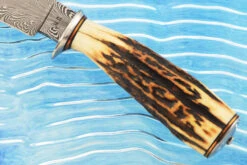 Feather Damascus Small Game Hunter With Stag -Optimal Knives Store 108308 5 x