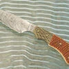 Damascus Batwing Hunter With Jigged Bone And Bronze