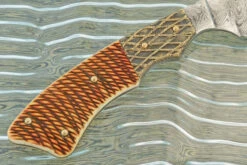 Damascus Batwing Hunter With Jigged Bone And Bronze 11 Damascus Batwing Hunter With Jigged Bone And Bronze -Optimal Knives Store 108310 5 x