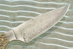 Damascus Batwing Hunter With Jigged Bone And Bronze 12 Damascus Batwing Hunter With Jigged Bone And Bronze -Optimal Knives Store 108310 6 x