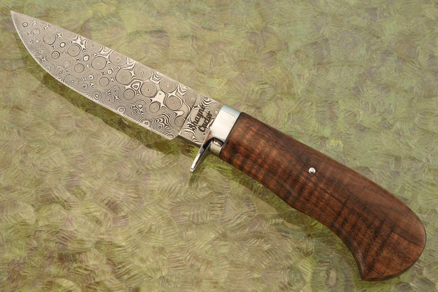 Raindrop Damascus Hunter With Koa 1 Raindrop Damascus Hunter With Koa