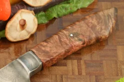 Feather Damascus Chef's Knife With Maple Burl (8-1/4 In.) -Optimal Knives Store 108325 3 x